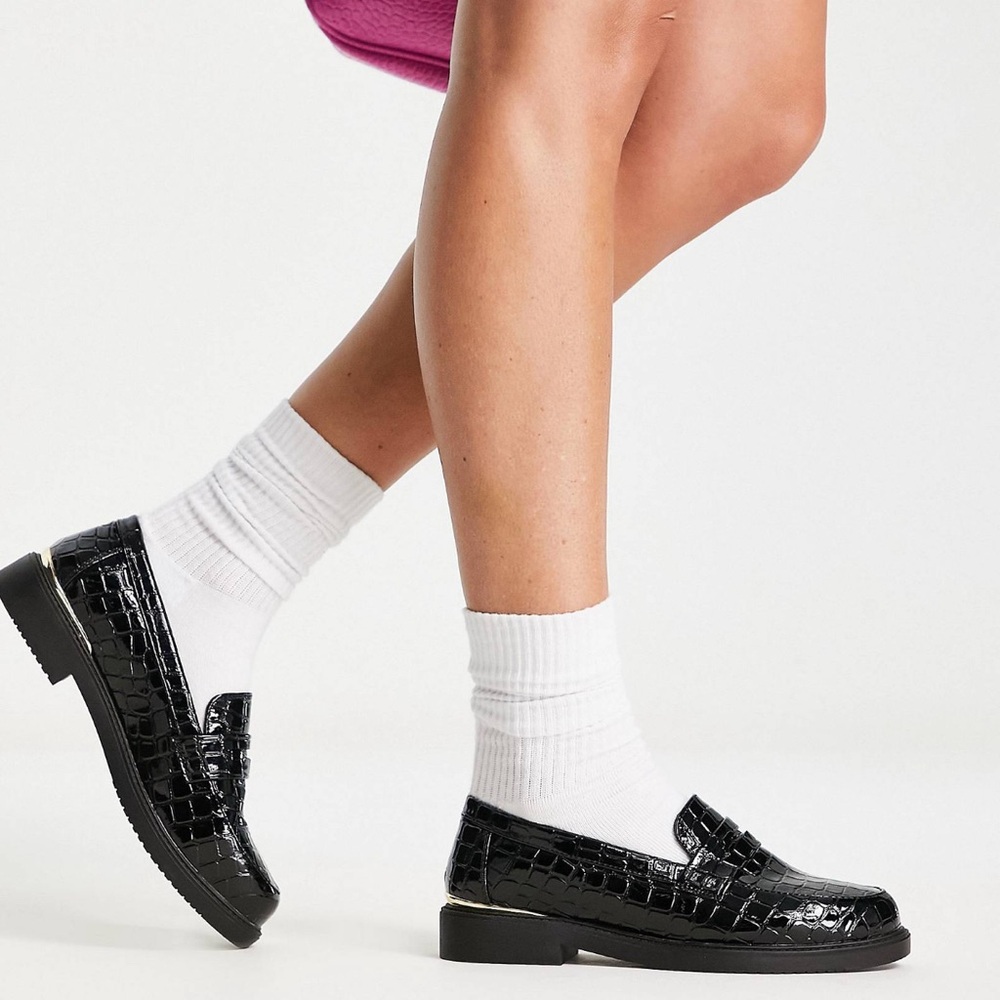 Black Croc Loafers